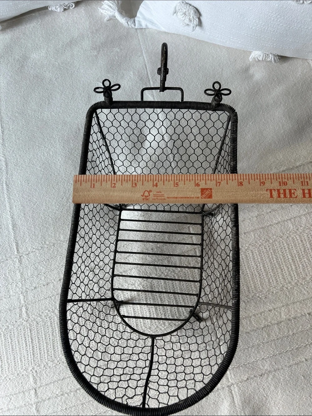 Vintage, French Country style Black Wire Mesh Bathtub Decorative Basket